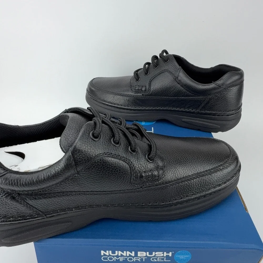 Nunn Bush Cameron Black Tumble Leather Comfort Gel Oxford Shoes Mens 11.5M NIB‎